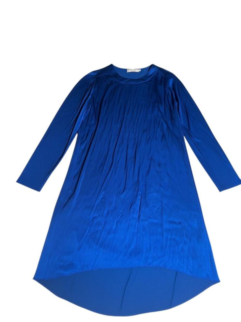 Rabens Saloner Royal Blue Long Sleeve Asymmetric High-Low Tunic Dress